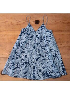TopShop Moto Women US 2 Mini Dress Sundress Swim Coverup Aloha Floral Blue Beach